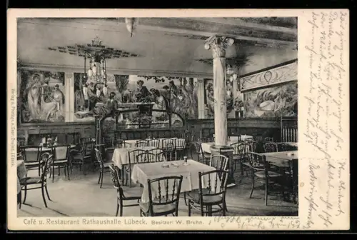 AK Lübeck, Café und Restaurant Rathaushalle, Besitzer W. Bruhn