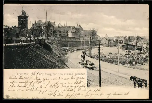 AK Lübeck, Burgtor von aussen gesehen