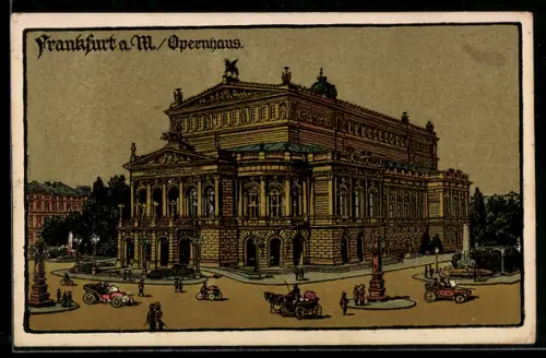 Steindruck-AK Frankfurt a. M., Opernhaus