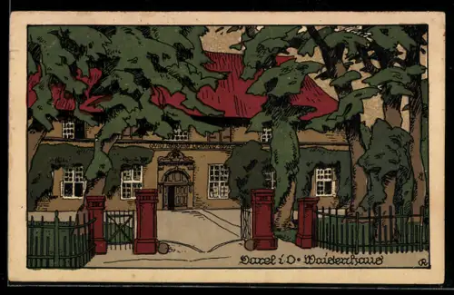 Steindruck-AK Varel i. O., Waisenhaus