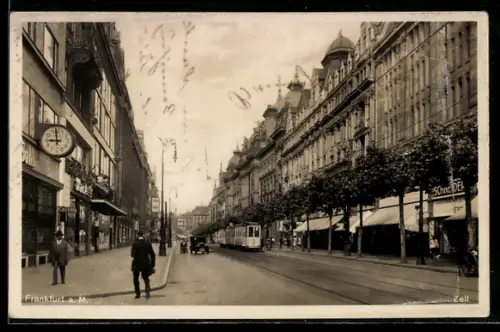 AK Frankfurt a. M., Zeil, Strassenbahn, Geschäftshäuser