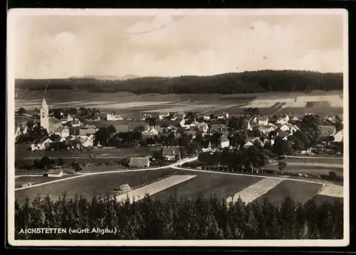 AK Aichstetten /Württ. Allgäu, Teilansicht mit Kirche