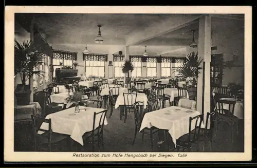 AK Hengsbach b. Siegen, Restaurant zum Hofe Hengsbach, Cafe, Innenansicht