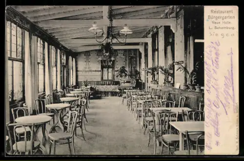 AK Siegen, Restaurant Bürgergarten, Neue Halle