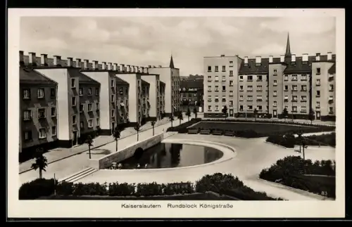 AK Kaiserslautern, Rundblock Königstrasse, Bauhaus-Architektur