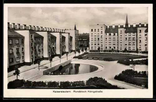 AK Kaiserslautern, Bauhaus, Rundblock Ludendorfstrasse