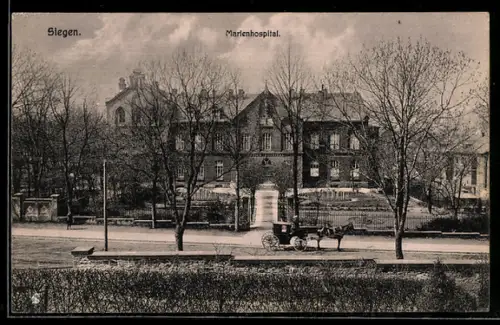 AK Siegen, Eingang vom Marienhospital mit Gartenanlage