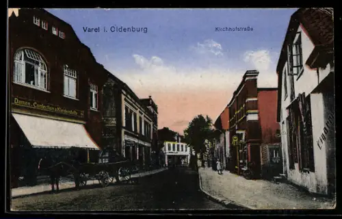 AK Varel i. Oldenburg, Kirchhofstrasse, Damen-Confection & Kleiderstoffe