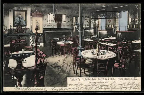 AK Lübeck, Gasthof Reichel`s Kulmbacher Bierhaus, Inh. Franz Boger, Innenansicht
