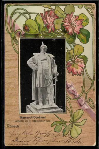 AK Lübeck, Bismarck-Denkmal, enthüllt am 2.9.1903