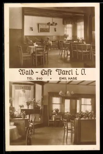AK Varel i. O., Wald-Cafe, Emil Hase, Innenansichten