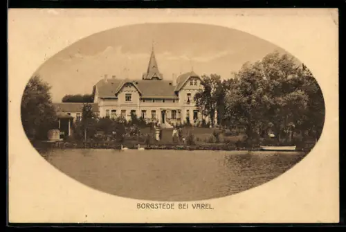AK Borgstede bei Varel, Herrenhaus am See