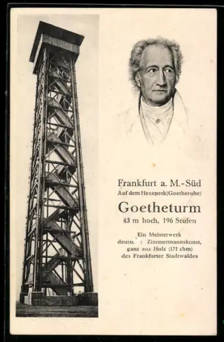 AK Frankfurt-Sachsenhausen, Goetheturm auf dem Hexeneck