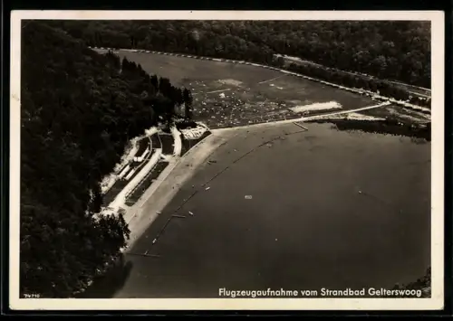 AK Gelterswoog b. Kaiserslautern, Flugzeugaufnahme des Strandbads