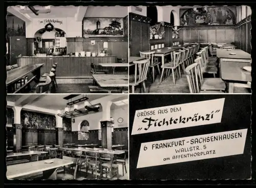 AK Frankfurt-Sachsenhausen, Gasthaus Fichtekränzi, Wallstrasse 5, Inh. H. & M. Ammon