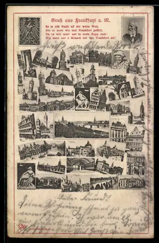 AK Frankfurt a. M., Römer, Dom, Denkmäler und Stadtansichten