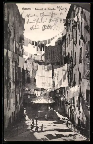 AK Genova, Truogoli S. Brigida, Wäsche auf Leinen gespannt