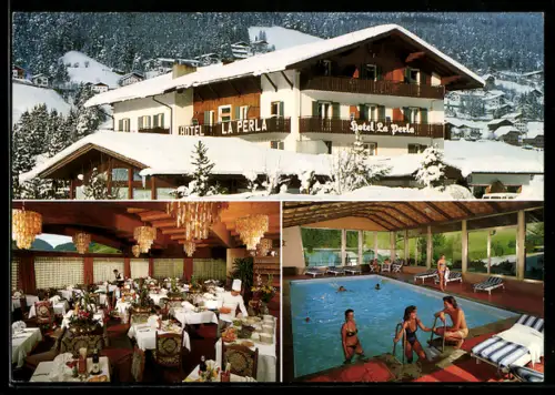 AK Ortisei /Val Gardena, Hotel La Perla im Schnee, Innenansichten