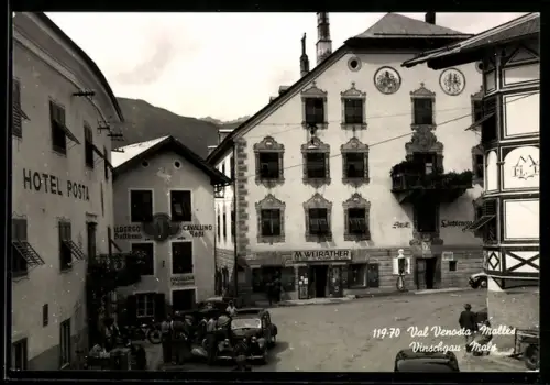 AK Malles /Val Venosta, Hotel Posta mit Strassenpartie