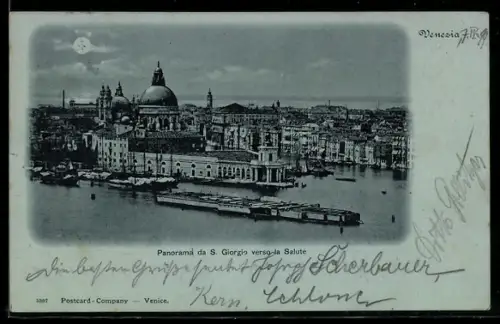 Mondschein-AK Venezia, Panorama da S. Giorgio verso la Salute