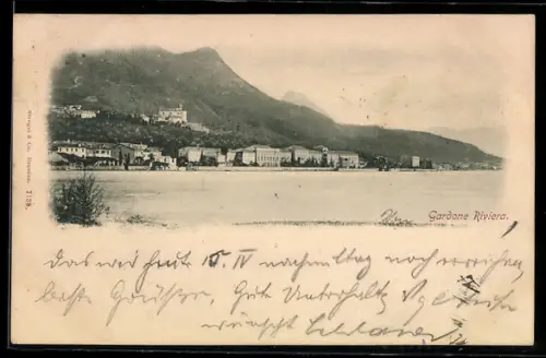 AK Gardone-Riviera, Ortsansicht vom Gardasee aus