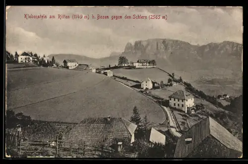 AK Klobenstein am Ritten, Ortsansicht gegen den Schlern