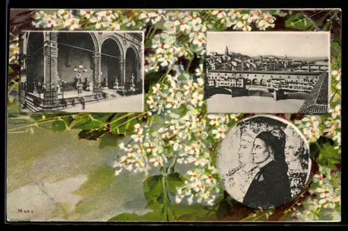 Passepartout-AK Firenze, Teilansicht, Gebäudeansicht