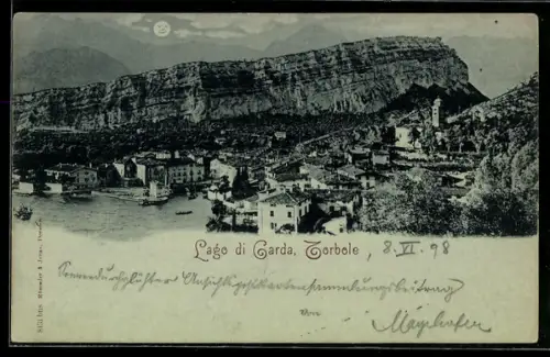 Mondschein-AK Torbole /Lago di Garda, Panorama