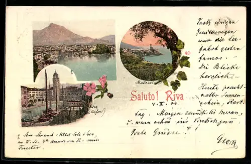 AK Riva, Gesamtansicht, Hafenpartie und Blick in die Bucht