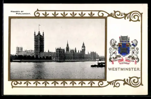 AK London, Houses of Parliament in Westminster, with Coat of Arms