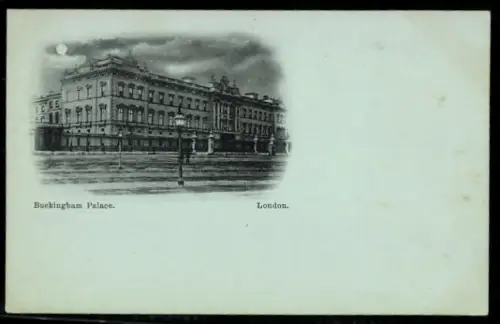 Mondschein-AK London, Buckingham Palace