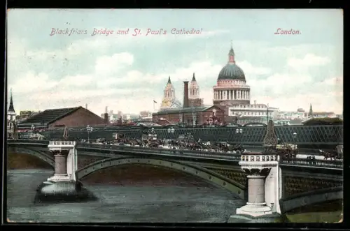 AK London, Blackfriars Bridge and St. Paul`s Cathedral
