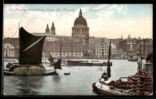 AK London, St. Paul`s Cathedral seen from the Thames