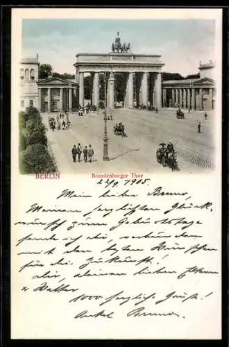 AK Berlin, Brandenburger Tor mit Strassenpartie