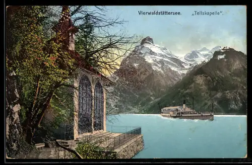 AK Vierwaldstättersee, Tellskapelle und Dampfer
