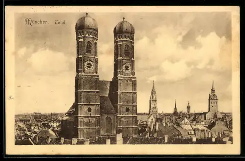 AK München, Totalansicht mit Frauenkirche