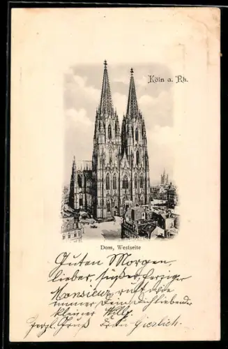 AK Köln a. Rh., Westseite des Kölner Doms