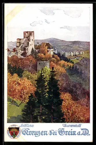 AK Deutscher Schulverein Nr. 295: Kreuzen bei Grein a/D, Burgruine