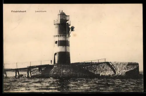 AK Kiel, Friedrichsort, Blick zum Leuchtturm