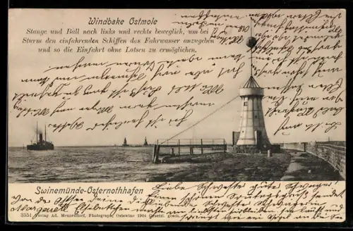 AK Swinemünde, Leuchtturm im Osternothhafen