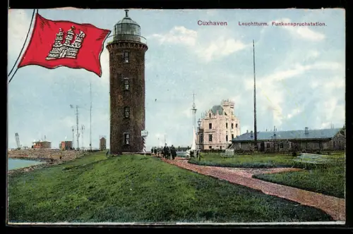 AK Cuxhaven, Leuchtturm und Funkenspruchstation