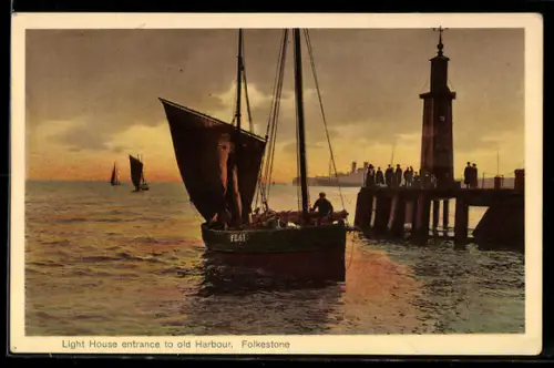 AK Folkestone, Light House entrance to old Harbour