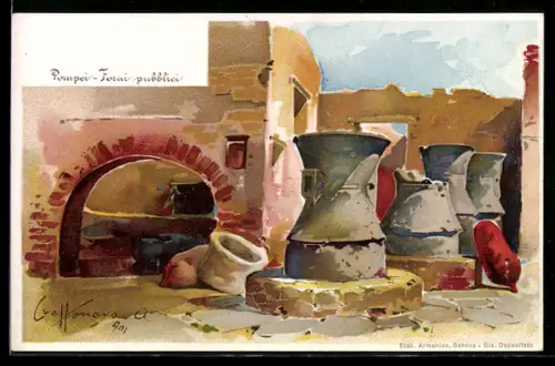 AK Pompei, Ausgrabung von öffentlichen Backöfen, Forni pubblici