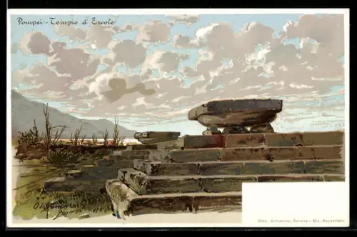 Künstler-AK Pompei, Tempio d`Ercole