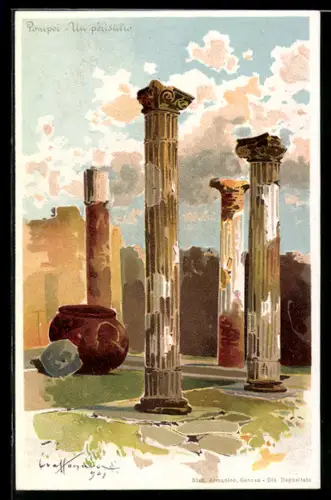 Künstler-Lithographie Pompei, Un peristilio