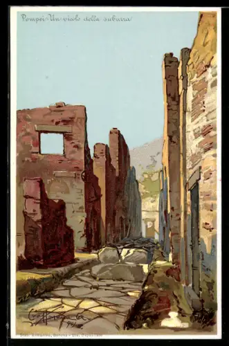 Künstler-AK Pompei, un vicolo della suburra