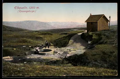 AK Elbquelle, Besucher schauen in den Brunnen