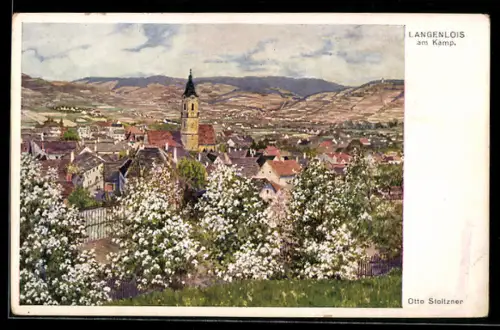 Künstler-AK Langenlois am Kamp, Gesamtansicht mit Kirche