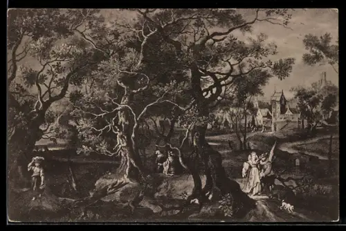 AK Paare am Waldrand, Rotes Kreuz Russland