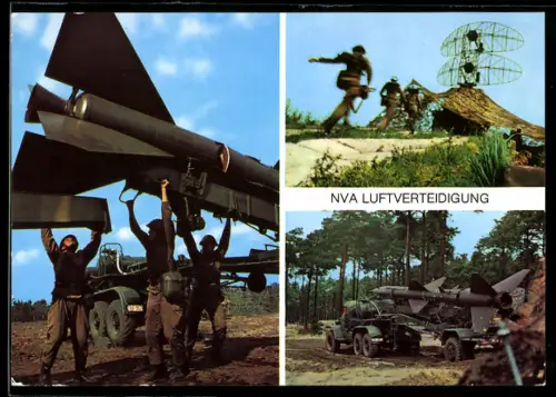 AK NVA Luftverteidigung, Transportladefahrzeug, Beladen einer Startrampe, Alarm für die Besatzung einer Funkmessstation